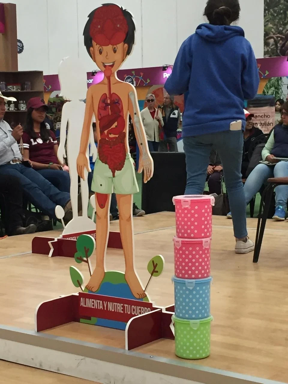 Actividad de educación alimentaria con materiales del cuerpo humano